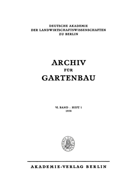 Cover image for book Archiv für Gartenbau. Band 6, Heft 1