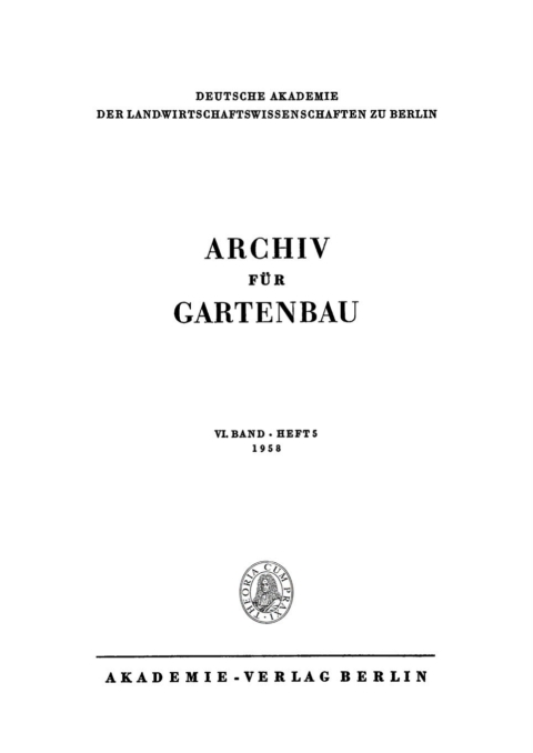 Cover image for book Archiv für Gartenbau. Band 6, Heft 5