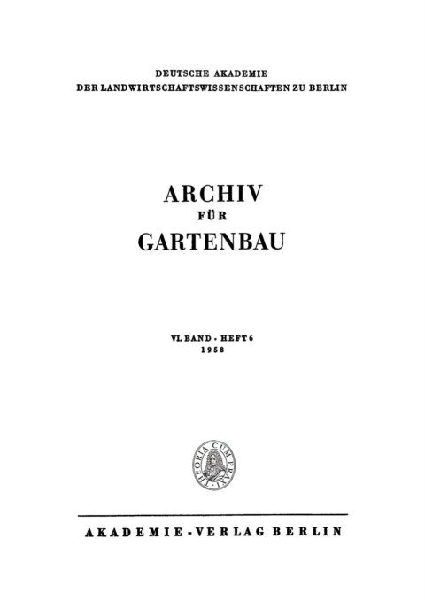 Cover image for book Archiv für Gartenbau. Band 6, Heft 6