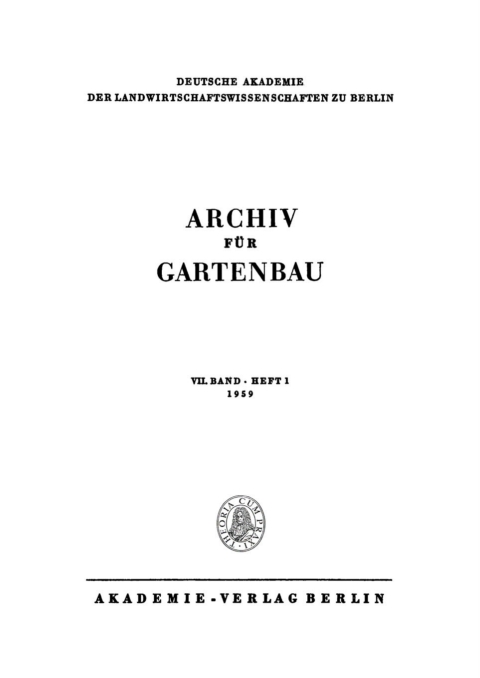 Cover image for book Archiv für Gartenbau. Band 7, Heft 1