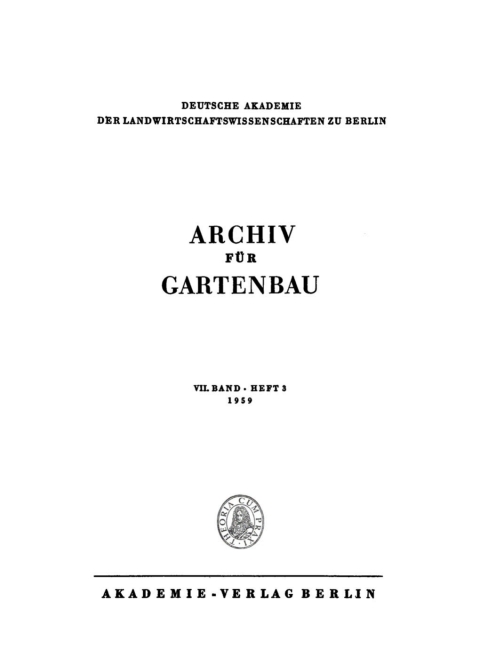 Cover image for book Archiv für Gartenbau. Band 7, Heft 3