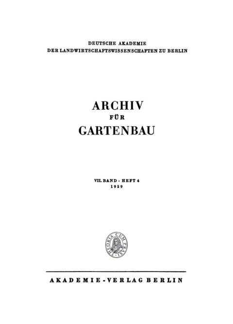 Cover image for book Archiv für Gartenbau. Band 7, Heft 4