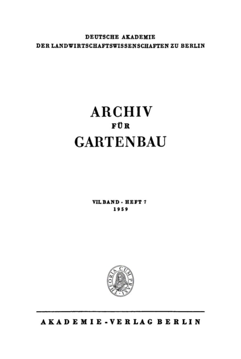 Cover image for book Archiv für Gartenbau. Band 7, Heft 7