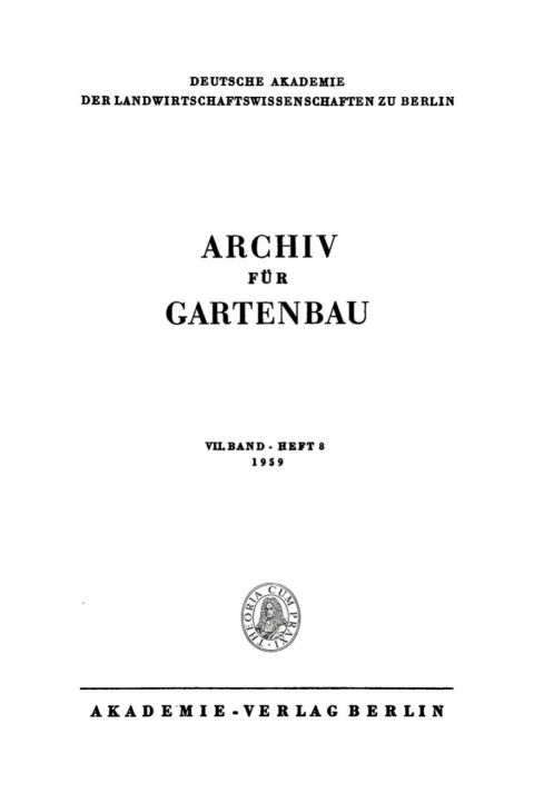 Cover image for book Archiv für Gartenbau. Band 7, Heft 8