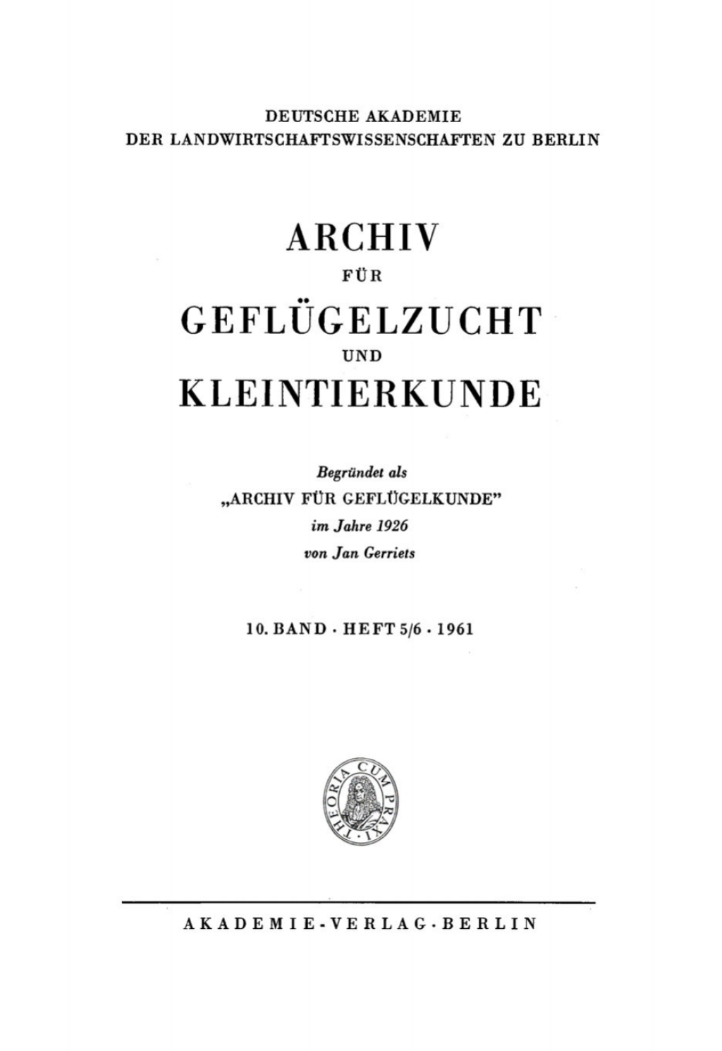 Page Fidelity Archiv für Geflügelzucht und Kleintierkunde. Band 10, Heft 5/6; $148.73