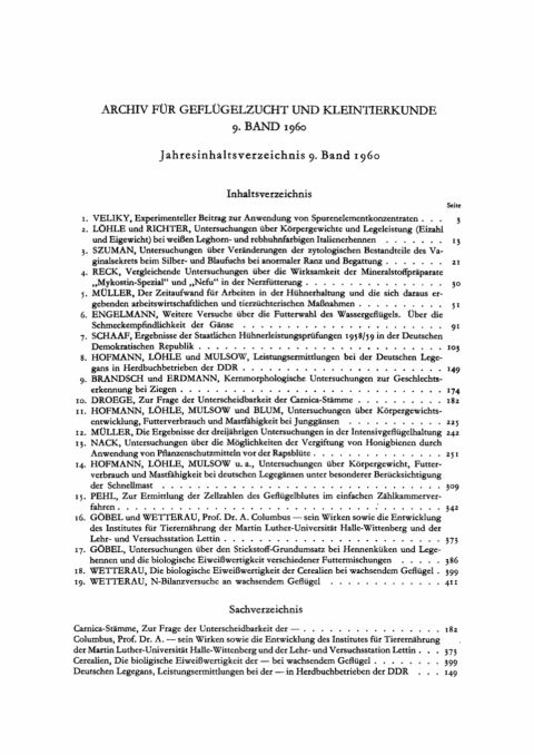 Cover image for book Archiv für Geflügelzucht und Kleintierkunde. Band 9, Heft 1