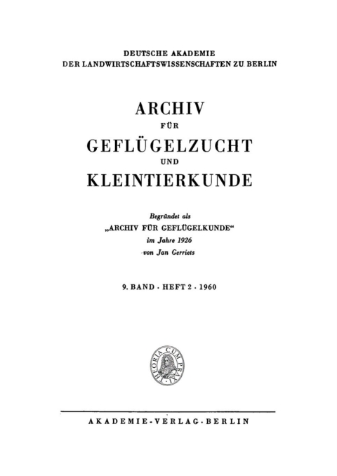 Cover image for book Archiv für Geflügelzucht und Kleintierkunde. Band 9, Heft 2