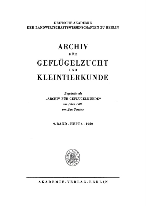 Cover image for book Archiv für Geflügelzucht und Kleintierkunde. Band 9, Heft 4