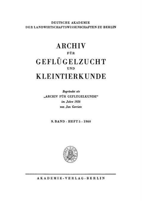 Cover image for book Archiv für Geflügelzucht und Kleintierkunde. Band 9, Heft 5