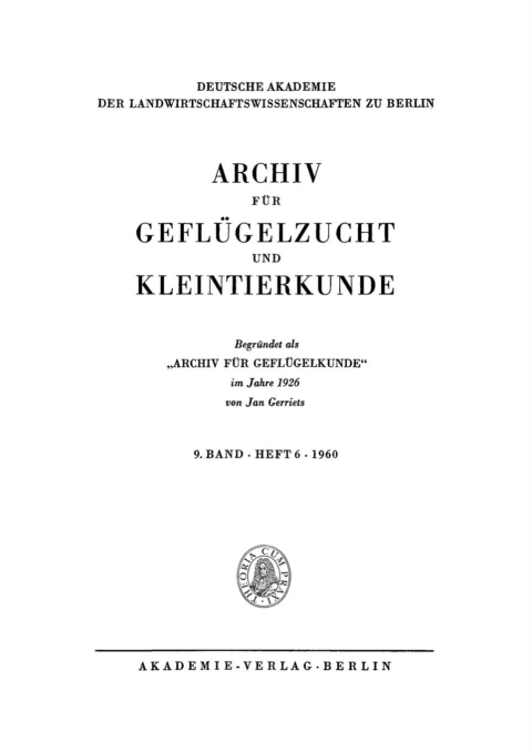 Cover image for book Archiv für Geflügelzucht und Kleintierkunde. Band 9, Heft 6