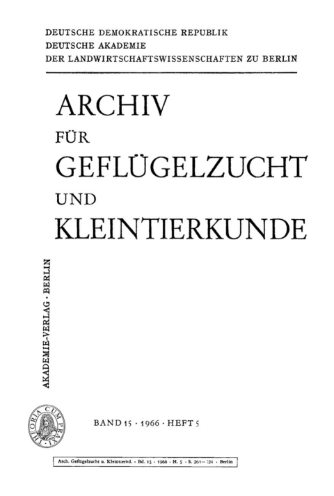 Cover image for book Archiv für Geflügelzucht und Kleintierkunde. Band 15, Heft 5