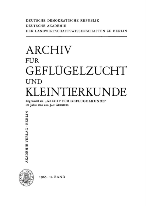 Cover image for book Archiv für Geflügelzucht und Kleintierkunde. Band 14, Heft 1
