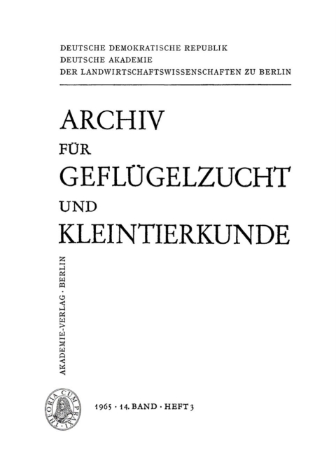 Cover image for book Archiv für Geflügelzucht und Kleintierkunde. Band 14, Heft 3