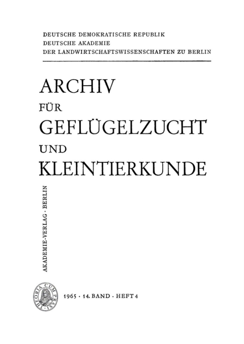 Cover image for book Archiv für Geflügelzucht und Kleintierkunde. Band 14, Heft 4