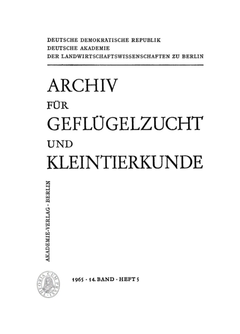Cover image for book Archiv für Geflügelzucht und Kleintierkunde. Band 14, Heft 5