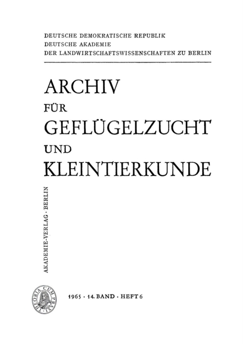 Cover image for book Archiv für Geflügelzucht und Kleintierkunde. Band 14, Heft 6