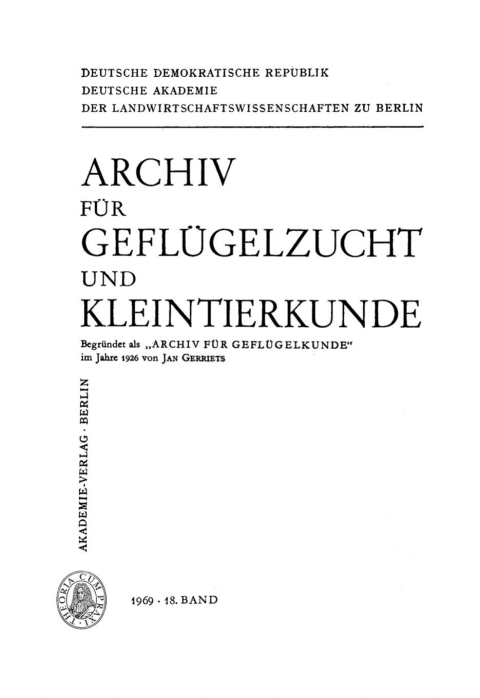 Cover image for book Archiv für Geflügelzucht und Kleintierkunde. Band 18, Heft 1
