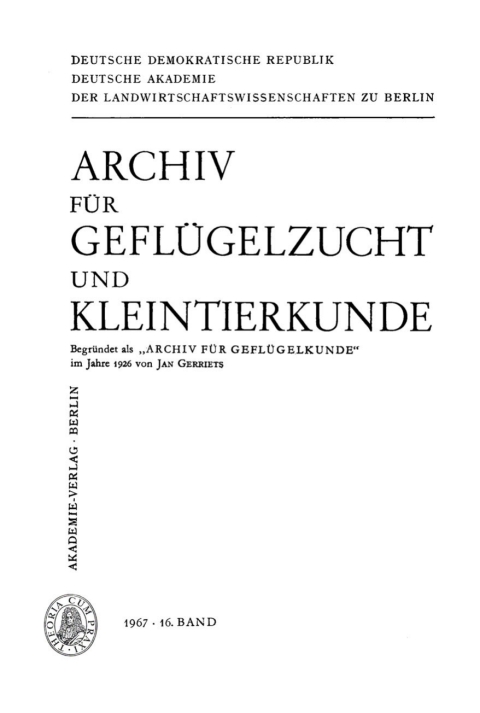 Cover image for book Archiv für Geflügelzucht und Kleintierkunde. Band 16, Heft 1