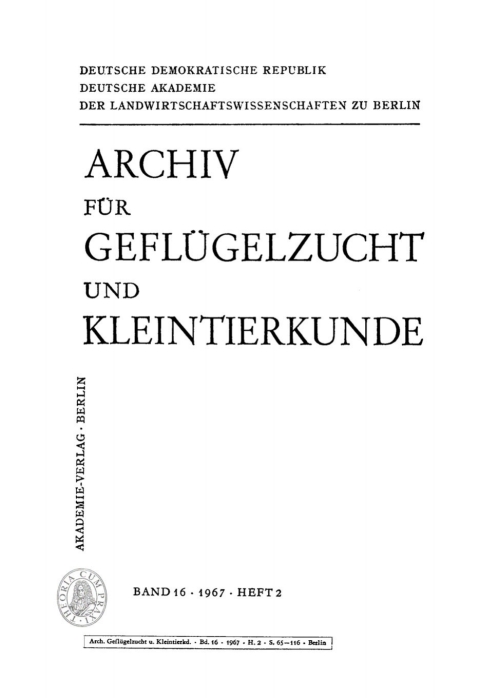 Cover image for book Archiv für Geflügelzucht und Kleintierkunde. Band 16, Heft 2