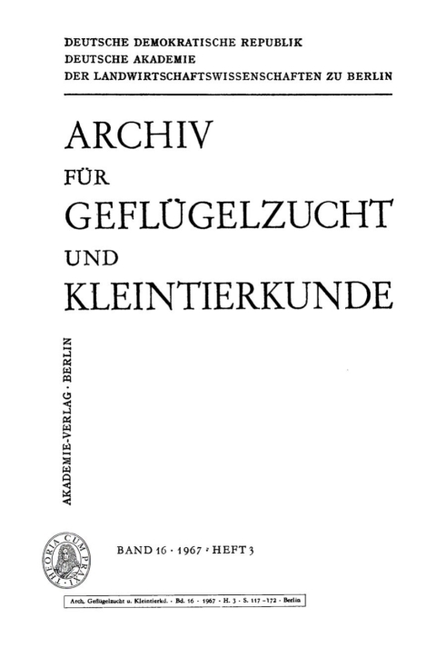 Cover image for book Archiv für Geflügelzucht und Kleintierkunde. Band 16, Heft 3