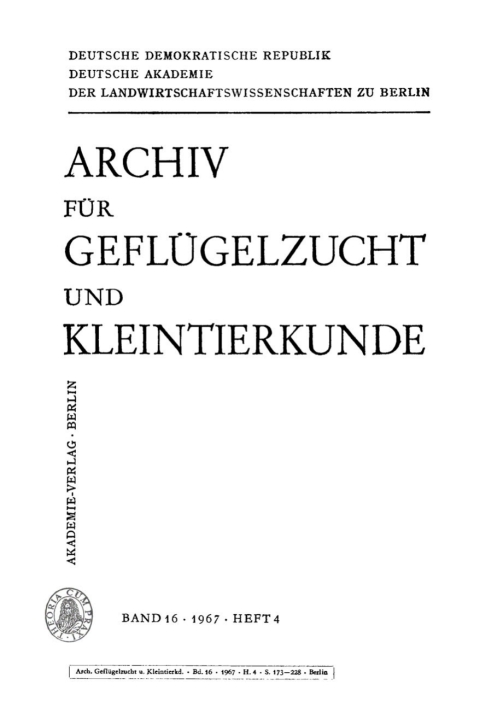 Cover image for book Archiv für Geflügelzucht und Kleintierkunde. Band 16, Heft 4