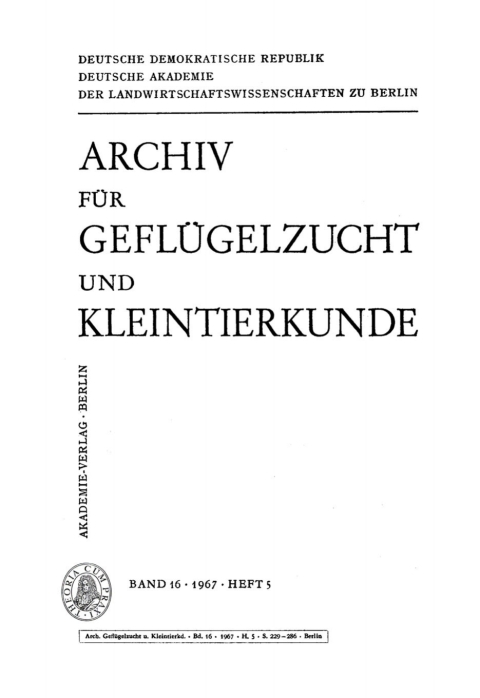 Cover image for book Archiv für Geflügelzucht und Kleintierkunde. Band 16, Heft 5