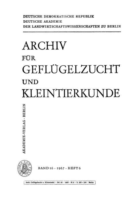 Cover image for book Archiv für Geflügelzucht und Kleintierkunde. Band 16, Heft 6