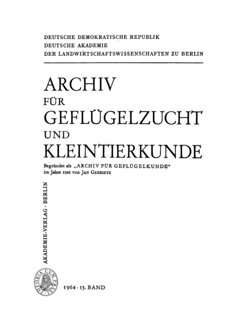 Cover image for book Archiv für Geflügelzucht und Kleintierkunde. Band 13, Heft 1