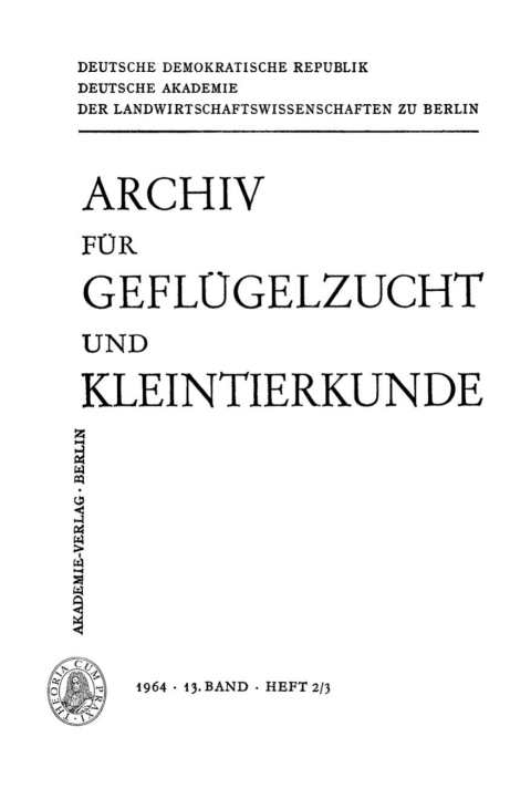 Cover image for book Archiv für Geflügelzucht und Kleintierkunde. Band 13, Heft 2/3