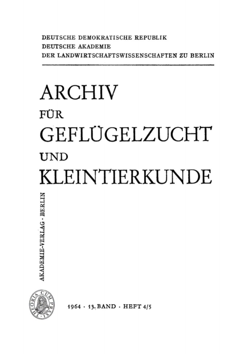 Cover image for book Archiv für Geflügelzucht und Kleintierkunde. Band 13, Heft 4/5