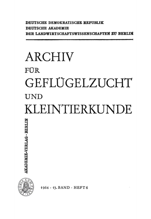 Cover image for book Archiv für Geflügelzucht und Kleintierkunde. Band 13, Heft 6