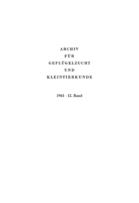Cover image for book Archiv für Geflügelzucht und Kleintierkunde. Band 12, Heft 1
