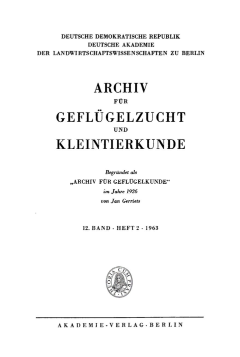 Cover image for book Archiv für Geflügelzucht und Kleintierkunde. Band 12, Heft 2