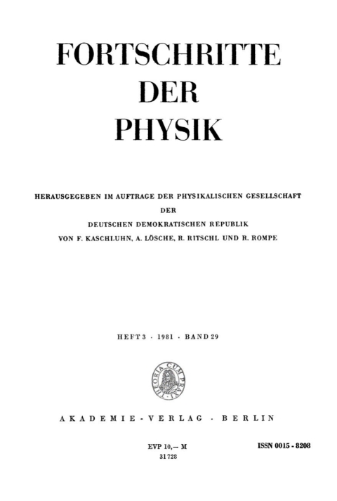 Cover image for book Fortschritte der Physik / Progress of Physics. Band 29, Heft 3