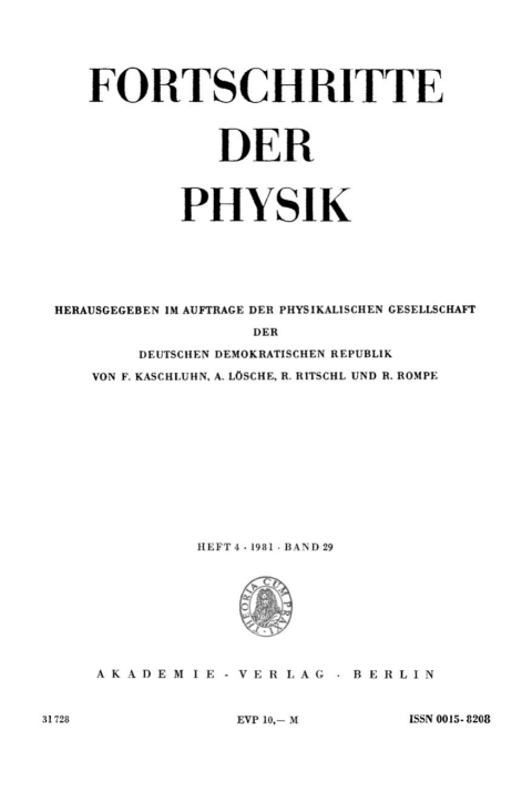 Cover image for book Fortschritte der Physik / Progress of Physics. Band 29, Heft 4