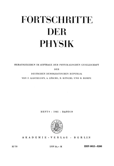 Cover image for book Fortschritte der Physik / Progress of Physics. Band 29, Heft 9