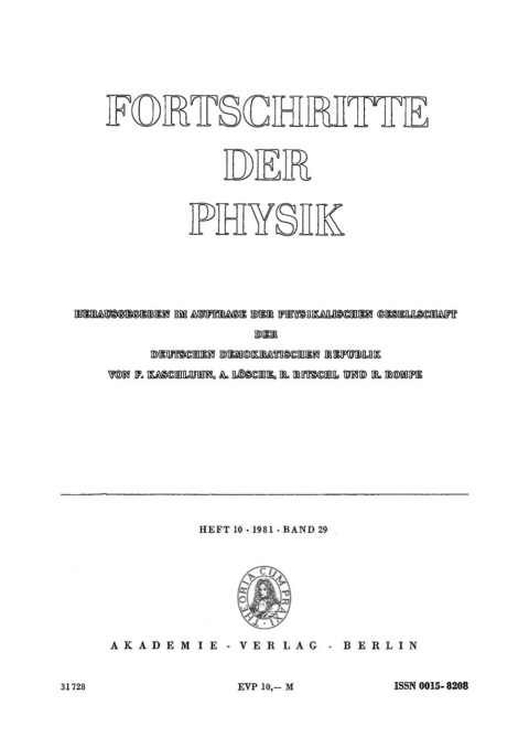 Cover image for book Fortschritte der Physik / Progress of Physics. Band 29, Heft 10