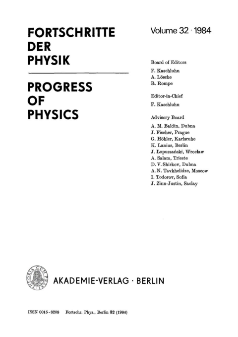 Cover image for book Fortschritte der Physik / Progress of Physics. Volume 32, Number 1