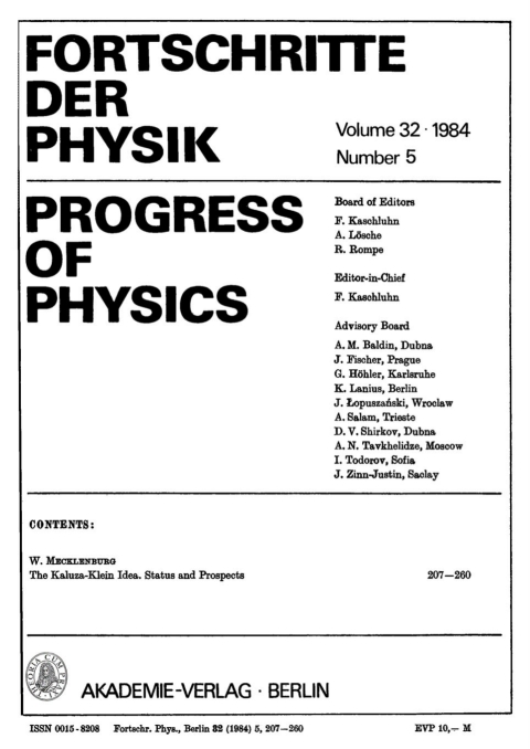 Cover image for book Fortschritte der Physik / Progress of Physics. Volume 32, Number 5