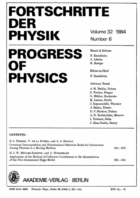 Cover image for book Fortschritte der Physik / Progress of Physics. Volume 32, Number 6