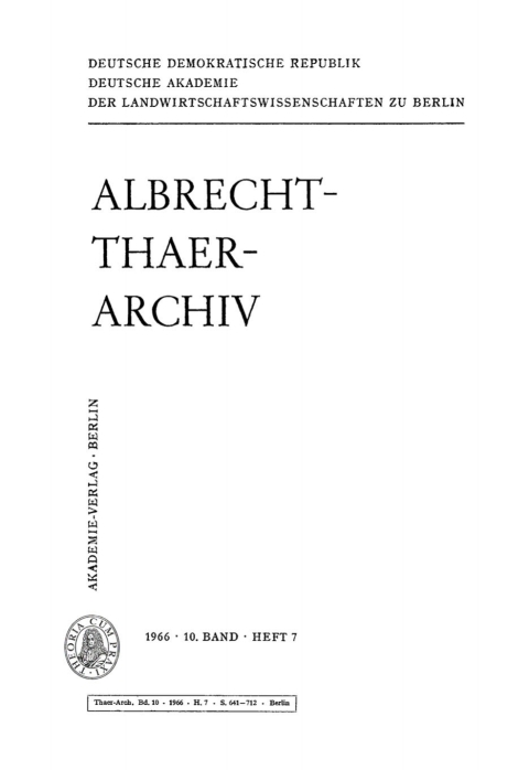 Cover image for book Albrecht-Thaer-Archiv. Band 10, Heft 7