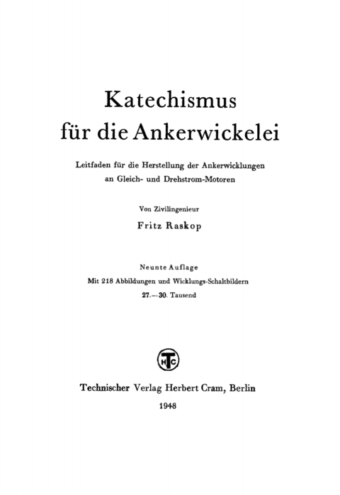 Cover image for book Katechismus für dıe Ankerwickelei