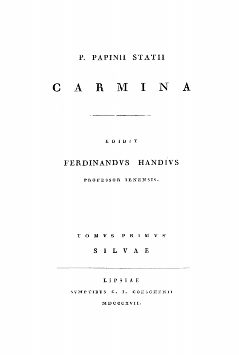 Cover image for book P. Papinii Statii Carmina, Tomus 1: Silvae