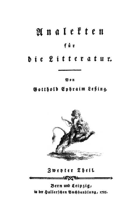 Cover image for book Gotthold Ephraim Lessing: Analekten für die Litteratur. Teil 2