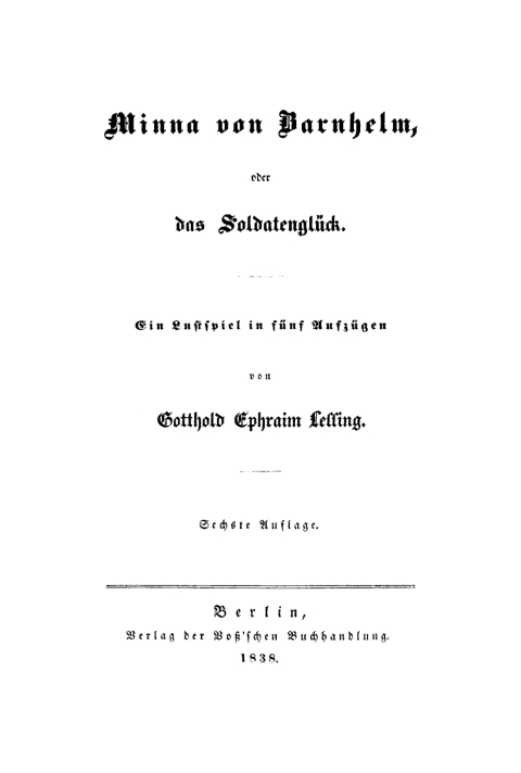 Cover image for book Minna von Barnhelm oder das Soldatenglück