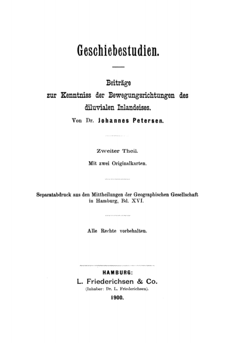 Cover image for book Geschiebestudien – Beiträge zur Kenntniss der Bewegungsrichtungen des diluvialen Inlandeises, Teil 2