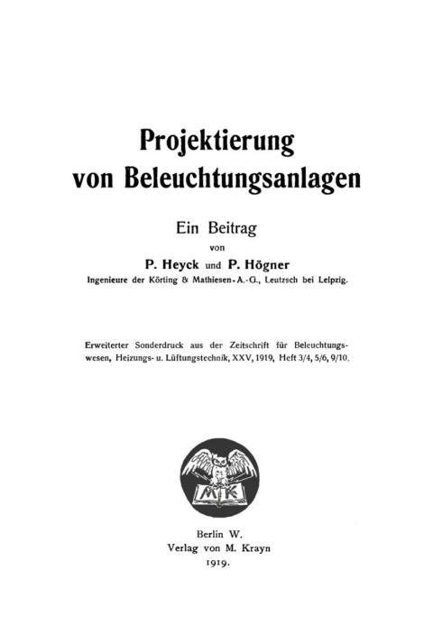 Cover image for book Projektierung von Beleuchtungsanlagen