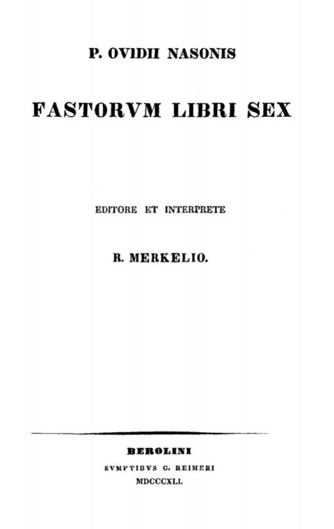 P. Ovidii Nasonis fastorum libri sex 
