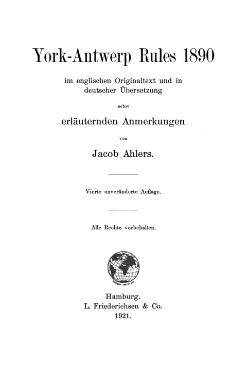 Cover image for book York-Antwerp Rules 1890