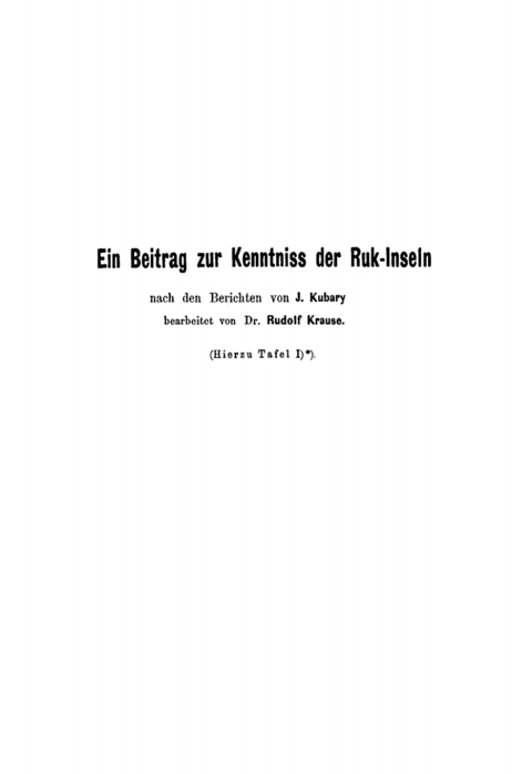 Cover image for book Ein Beitrag zur Kenntniss der Ruk-Inseln
